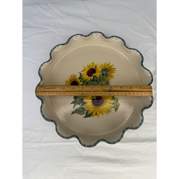 VTG Home & Garden Party Sunflower Chip and Dip Set Stoneware Made in USA - Picture 9 of 9